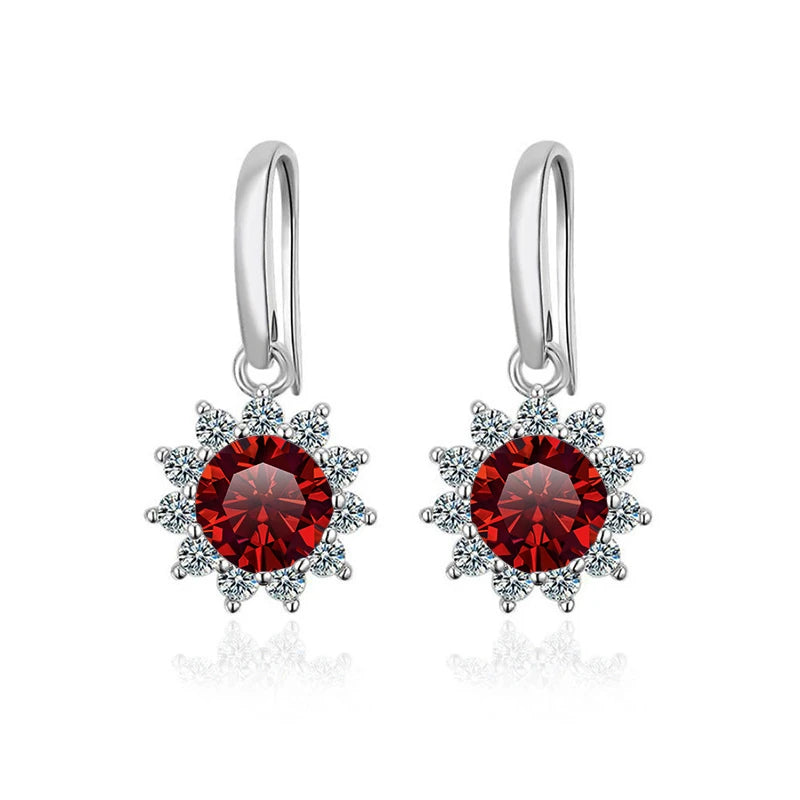 JoyceJelly Women's Sterling Silver 925 Jewelry 1 Carat 2 Carat Moissanite Diamond Drop Earrings Sunflower Shaped Ear-drops Gifts