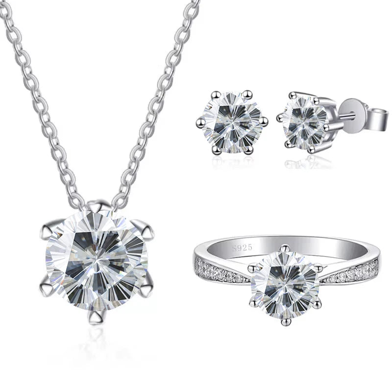 Earrings JoyceJelly Moissanite Jewelry Set With 1CT D Color VVS 3EX moissanite stone pass diamond test Wedding Luxury Fine Jewelry gift