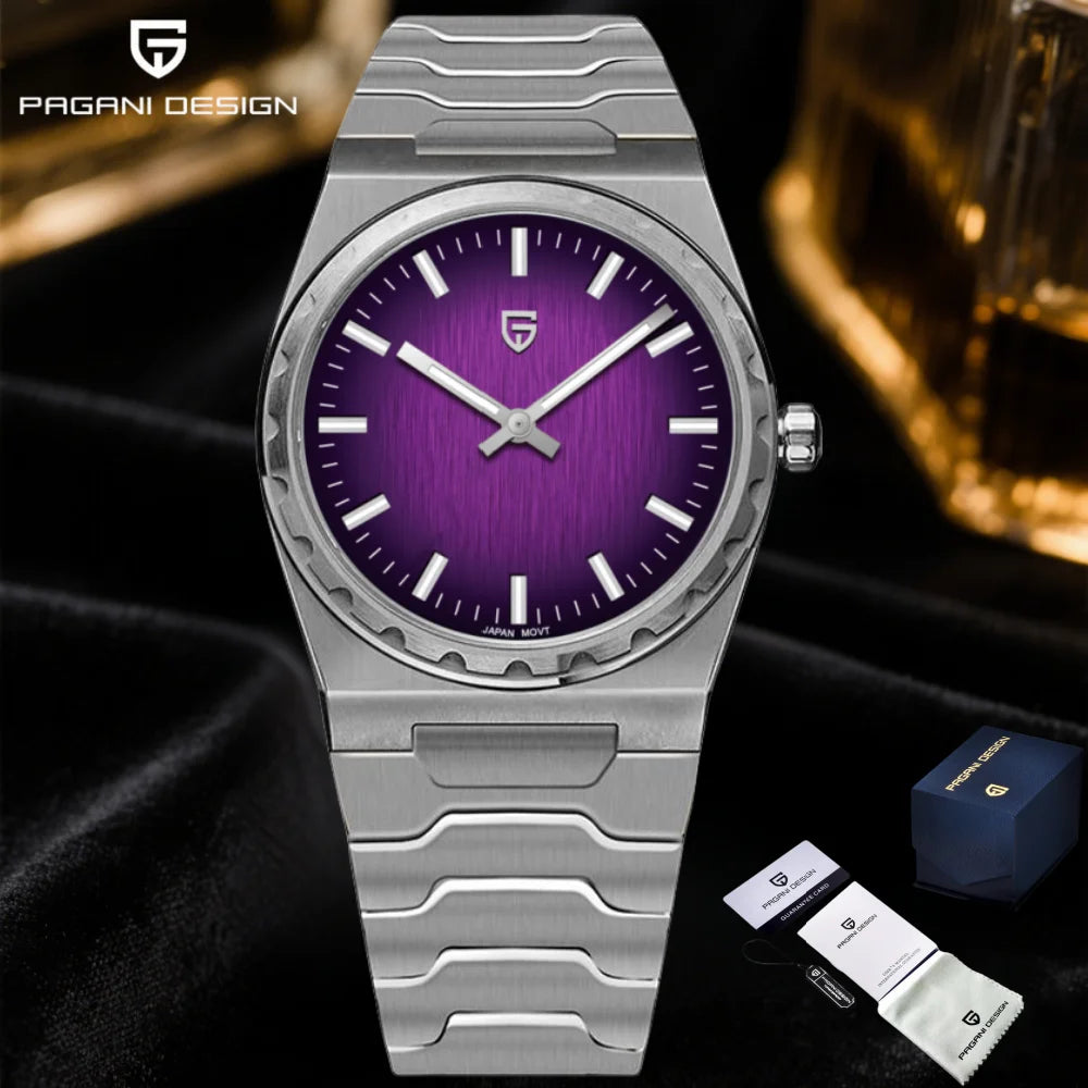 PAGANI DESIGN 2025 New Men Quartz Watch 7mm 222 PDYS020 Stainless Steel Rubber Sapphire Crystal Waterproof 100m Reloj Hombre
