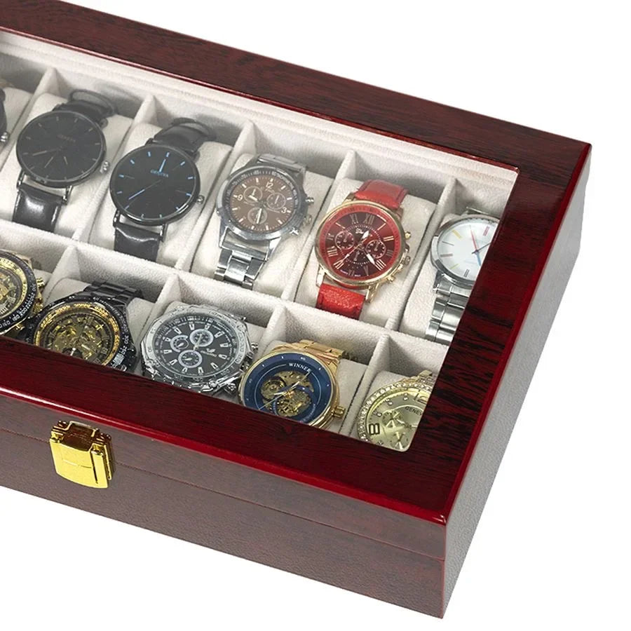 Red Wooden Watch Box Chinese Style Smooth Wood Environmental Protection Jewelry Watch Storage Case Red Wood Watch Protection Box
