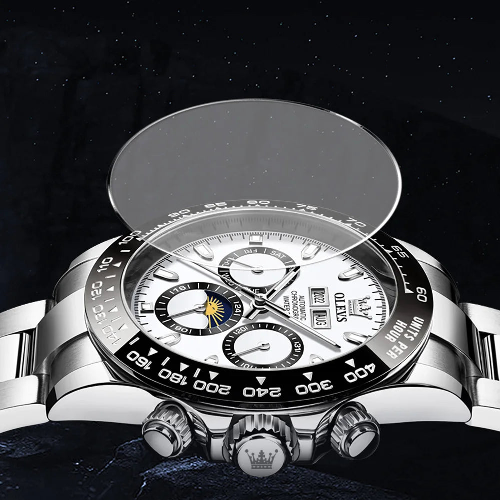 OLEVS 6654 Luxury Sports Mens Watch Original Automatic Mechanical Watch Moon Phase Calendar Week Watches For Man Gifts Reloj