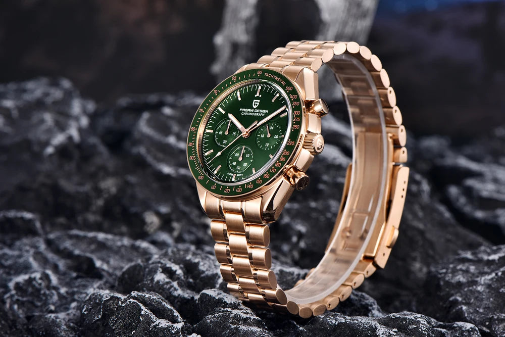 PAGANI DESIGN PD1701 Gold Luxury Men's Watches Quartz Wristwatches Chronograph VK63 Watch For Men AR Sapphire Mirror Clock Gifts