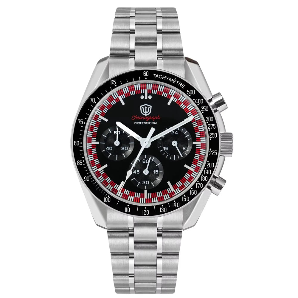 Watchdives WD1863 VK63 Quartz Chronograph Movement Bubble Sapphire Crystal 100m Waterproof Luminous 39mm Vintage Watches