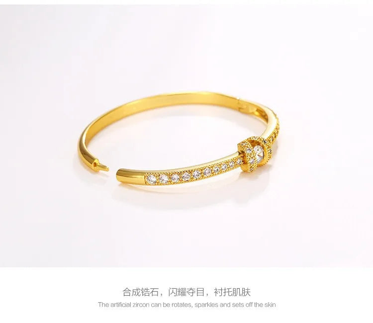 AU999 Gold Bracelet Diamond Clamps Bracelet AU750 Women's Simple Light Bracelet 24K Real Gold Bracelet Jewelry