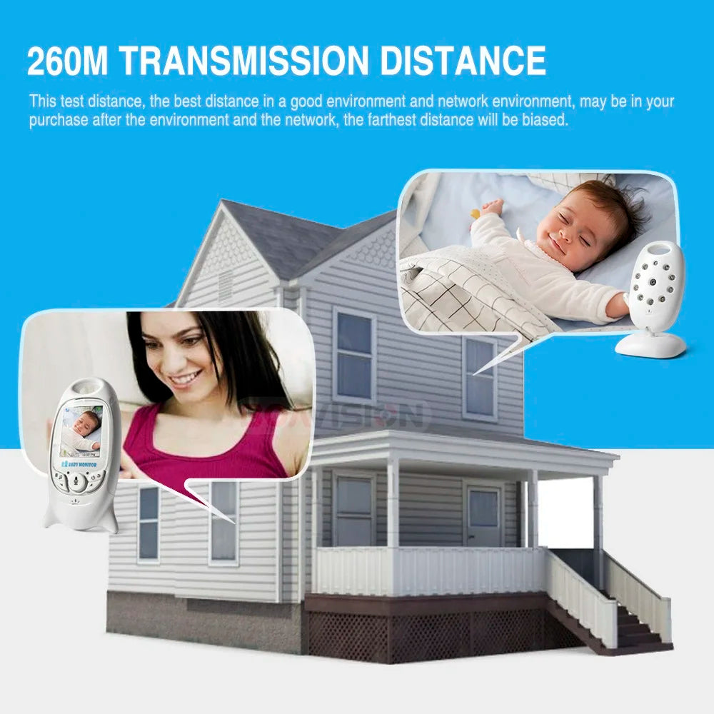 VB601 Video Babyphone Kabellos 2,0'' LCD Babysitter 2-Wege-Gespräch Nachtsicht Temperaturüberwachung Sicherheitskamera 8 Schlaflieder