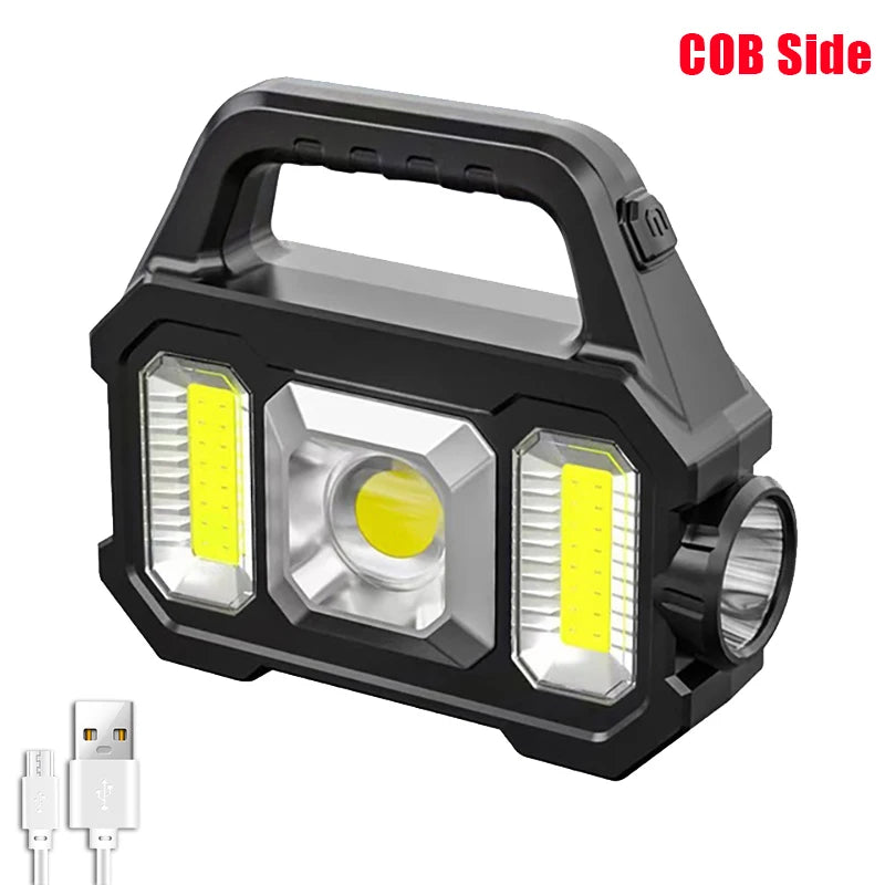 Solar Rechargeable Flashlight  Zoomable Waterproof  COB LED Torch Brightly Light Portable Powerful Lantern  for Camping