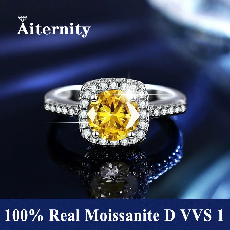 100% Real Moissanite Ring Adjustable Size S925 Sliver D VVS1 Pass Diamond Test Pen GRA Certificate 18K Plating Rings for Women