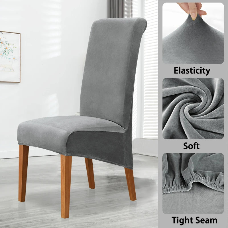 1/2/4/6 Pieces Real Velvet Fabric XL Size Chair Cover Big Size Long Back Europe Style Seat Chair Covers For Restaurant Hotel