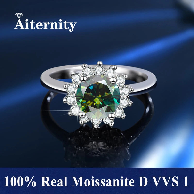 100% Real Moissanite Ring Adjustable Size S925 Sliver D VVS1 Pass Diamond Test Pen GRA Certificate 18K Plating Rings for Women
