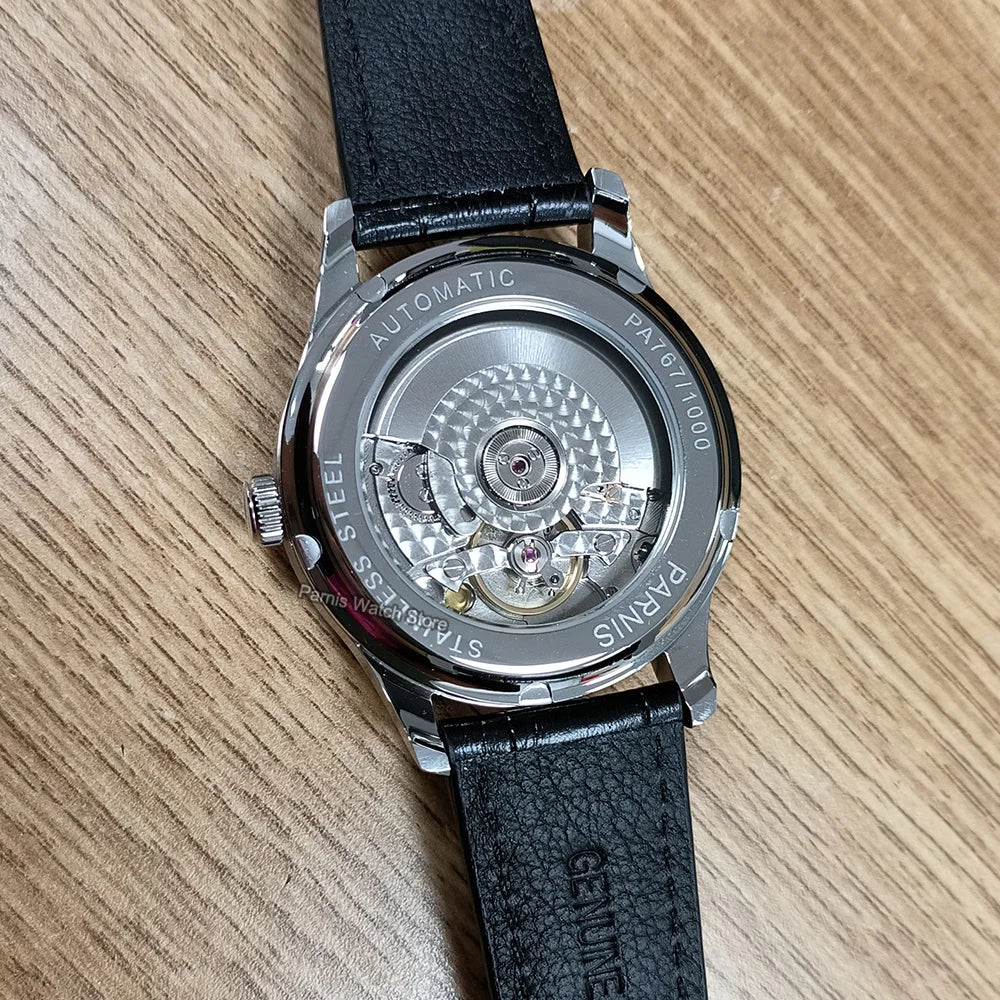 Parnis Power Reserve Automatic 43mm  Movement Men's Mechanical Watch Small Second