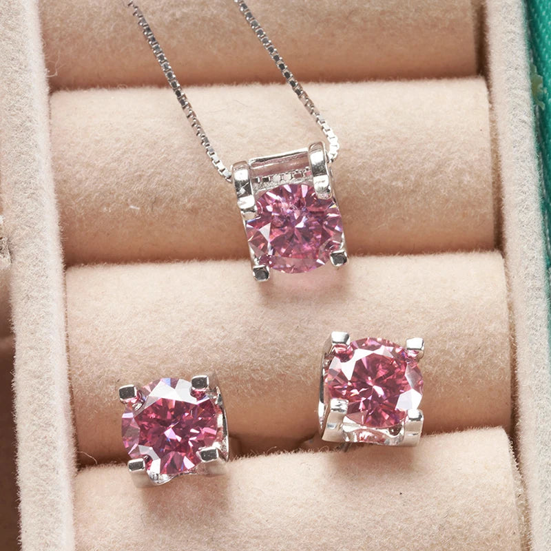 JoyceJelly 3ct D Clolor Real Moissanite Jewelry Sets Women's Sterling Silver 925 Earrings Necklace For Women Bridal Set Gifts