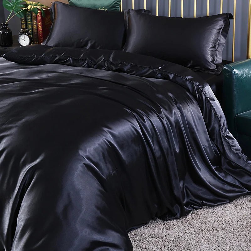 High End Mulberry Silk-Blending Fabric Duvet Cover Set Luxury King Size Bedding Set Silky Quilt Cover and Pillowcase No Sheet
