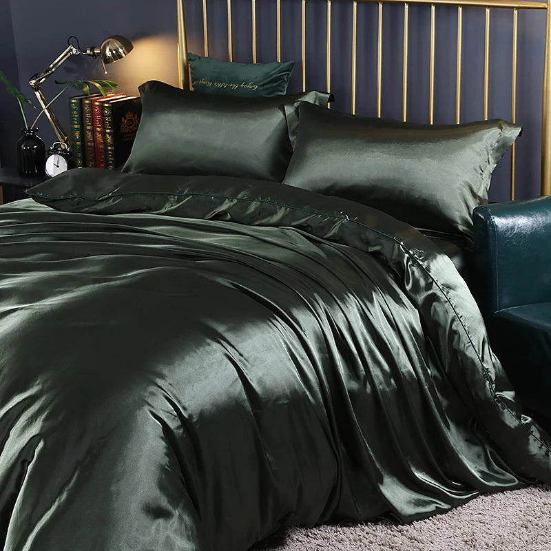 High End Mulberry Silk-Blending Fabric Duvet Cover Set Luxury King Size Bedding Set Silky Quilt Cover and Pillowcase No Sheet