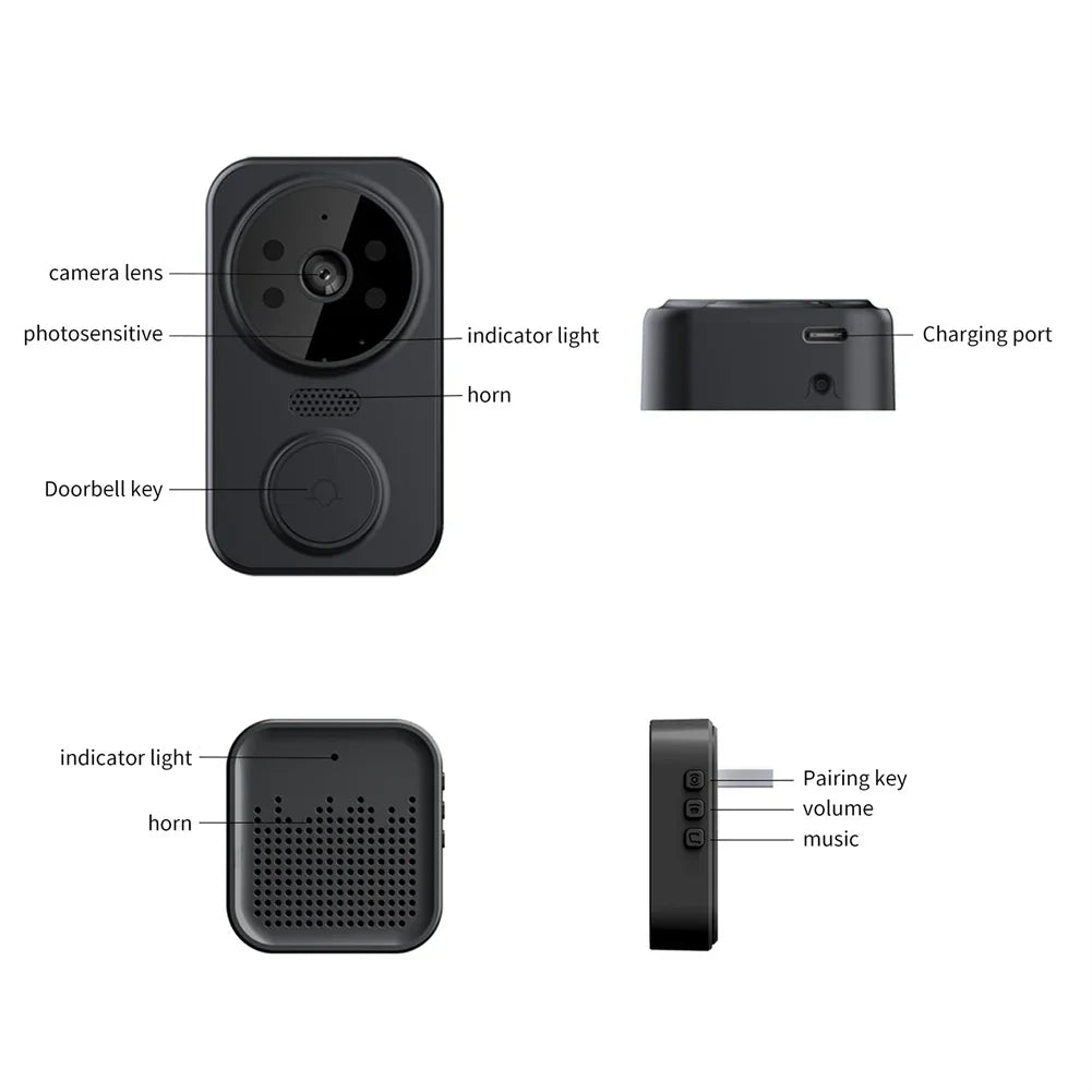 Smart Video Doorbell Camera Wireless, 1080P HD with Night Vision, 2.4G WiFi, Motion Detection, 2-Way Audio, and Cloud Service