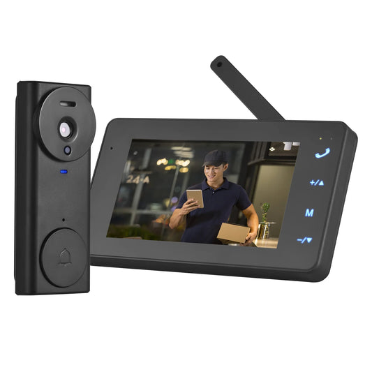 Wireless Video Doorbell Camera with Monitor Display 4.3 IPS Screen Video Door Phone Camera Kits for Villa Home Office Apartment