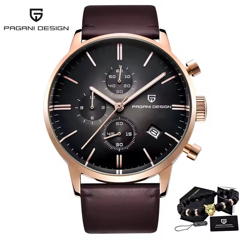 PAGANI DESIGN New Men Watches Multi time zone Quartz Business watch Auto Date Men Watches Japan Movt Watch Men Chronograph Gift