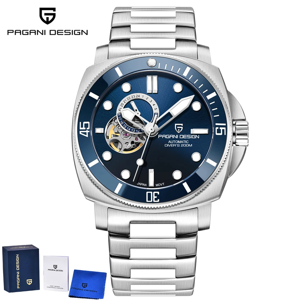 PAGANI DESIGN 2025 New Luxury Men's Watches Mechanical Automatic Watch For Men 200M Diving Wrist watch Stainless Steel+with box