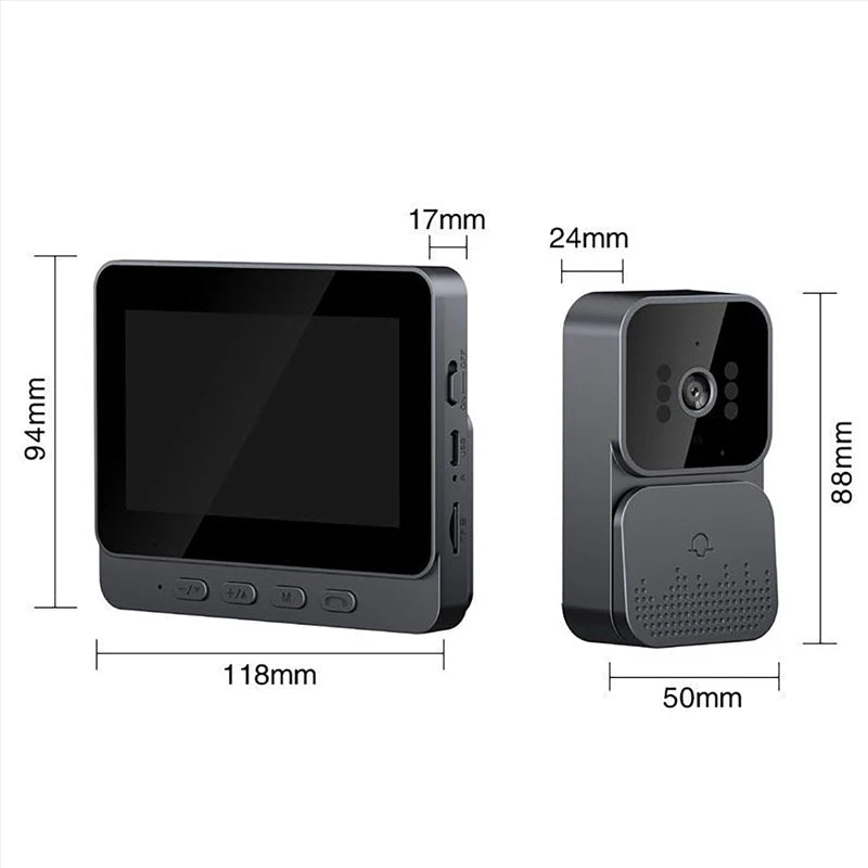 Video Doorbell IR Night Vision Doorbell Camera 1080P 4.3inch IPS Screen Eye Peephole Camera 2.4G for Villa Home Office Apartment