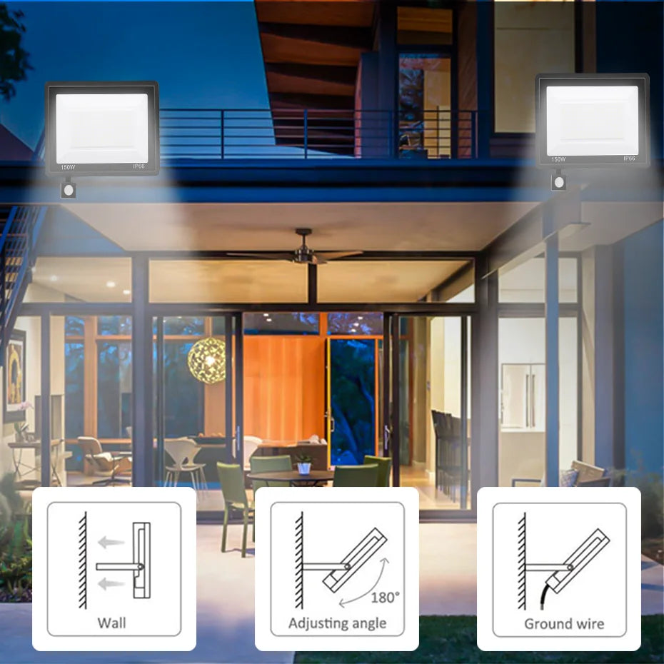 Motion Sensor Remote Control LED Flood Light 220V 10W 20W 30W 50W 100W Waterproof Outdoor Wall Projector Led Garden Spotlight
