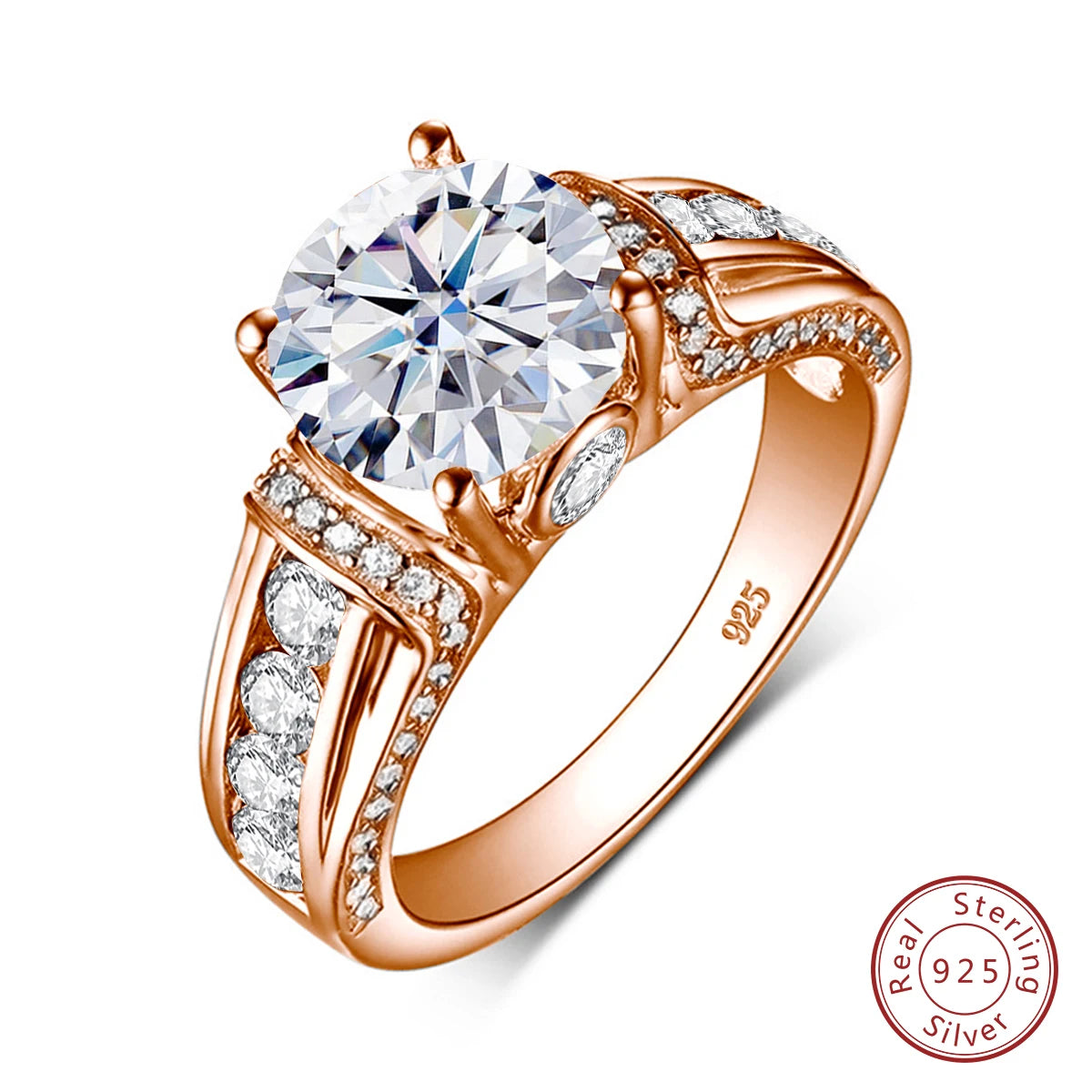 Szjinao 2ct Round Cut Moissanite Rose gold Ring For Women With Ceritificate Wedding Jewelry Delicate Gift Positive Authentic Hot