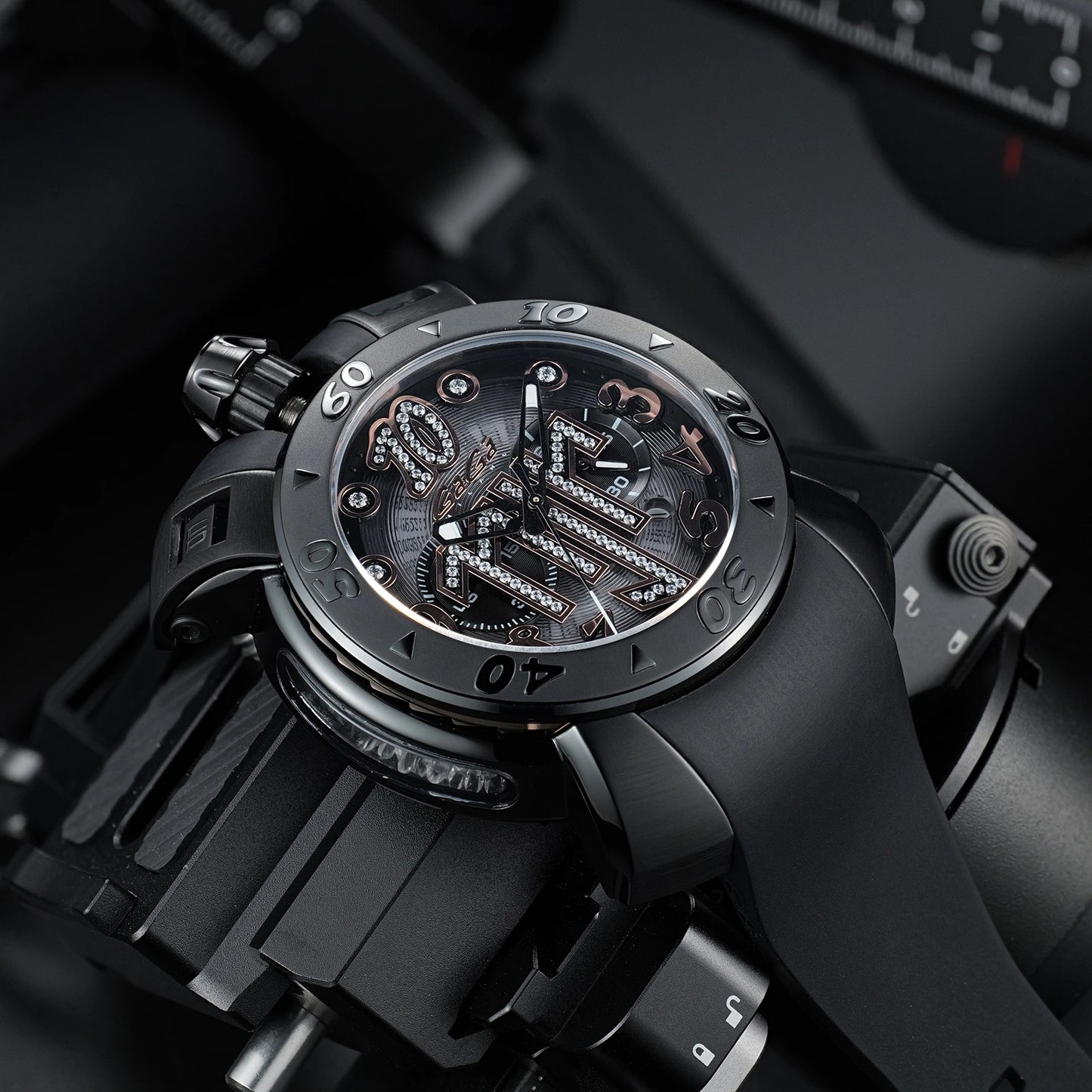 Gaga Men's Rose Gold Automatic Watch - Big Dial Waterproof Sport Clock with Comfortable Rubber Band And Big Numerals Design