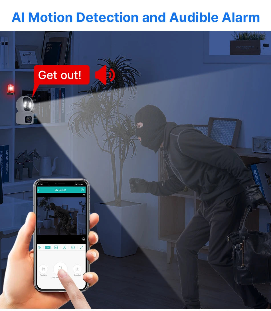 Hiseeu 2K 4MP PTZ IP Camera WIFI Wireless Smart Home Security Surveillance Camera Two-way Audio Indoor Baby Pet Monitor Camera