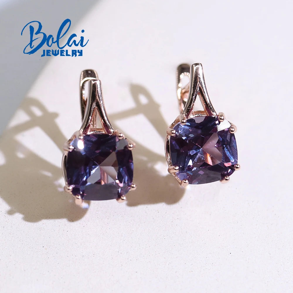 New Created nano Alexander Gemstone 925 sterling silver rose gold earring fashion simple design fine jewelry for women