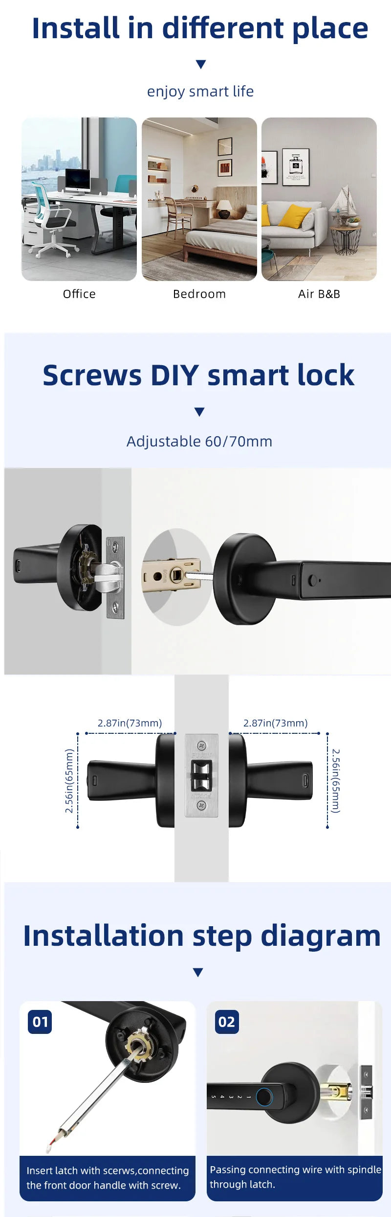XSDTS Smart Door Lock Handle With Fingerprint Key card Digital Door Lock Keypad Key Entry electronic lock Do Brasil Sem taxas