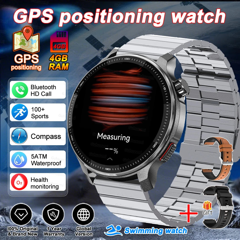 Smart watch Men4GB Memory With GPS Offline Maps Music Video Player Custom dial AMOLED display Sports Swim Waterproof Smart watch