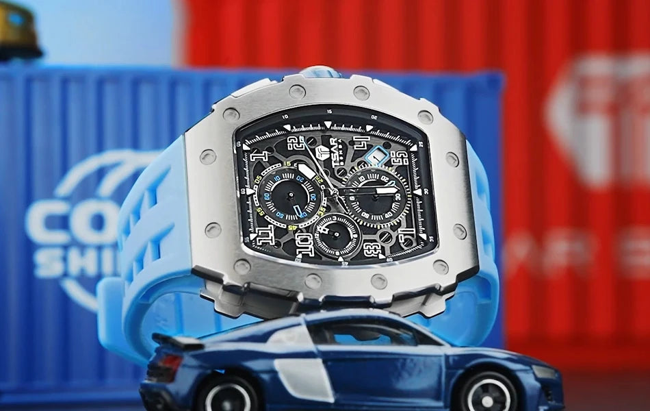 TSAR BOMBA New TB8204 Watch for Men Japan Quartz Chronograph 50M Waterproof Wristwatch Fashion Sport Clock Male Luxury Mens Gift