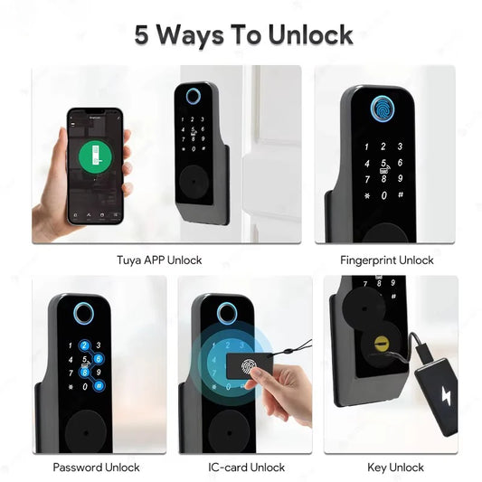 Waterproof Fingerprint Lock Tuya Wifi Remote Control Bluetooth TTLock App Mechanical Electronic Smart Door Lock For home