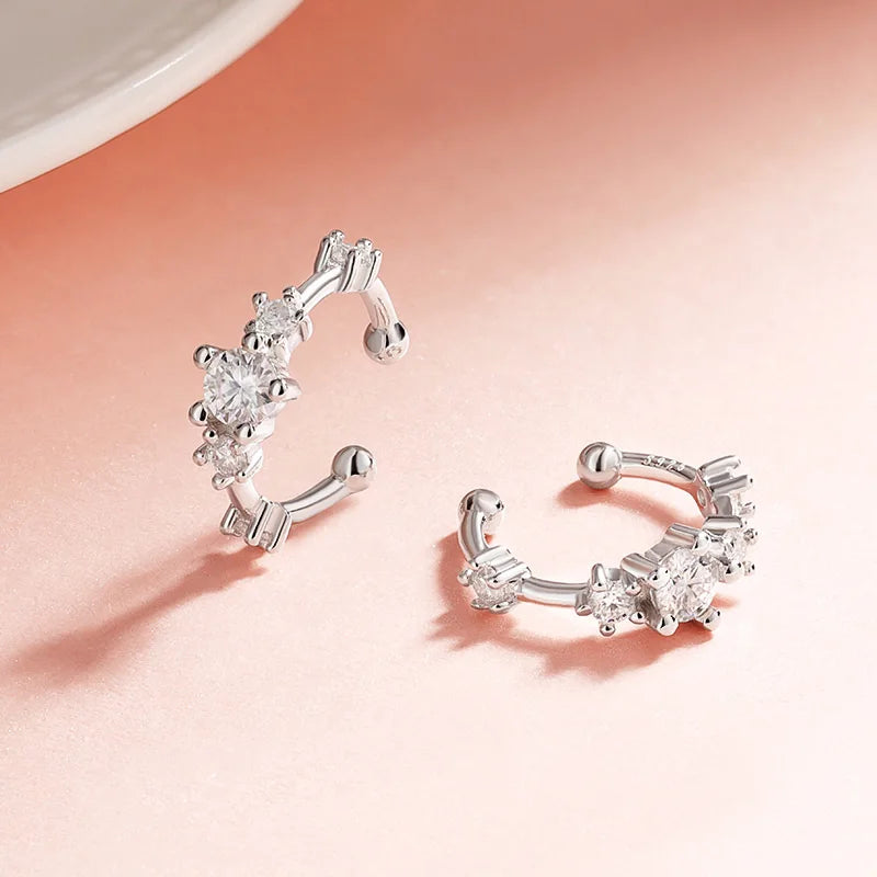 Smyoue 0.64cttw Full Moissanite Clip Earrings Women Luxury Quality Hip Hop Party Jewelry S925 Sterling Silver Plated Platinum