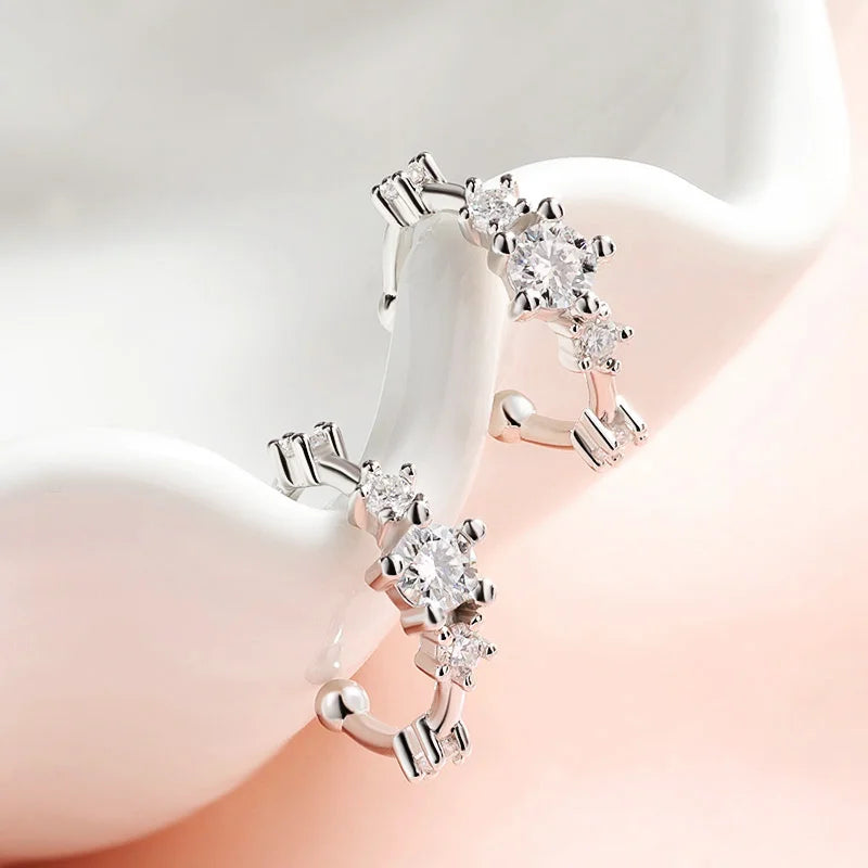 Smyoue 0.64cttw Full Moissanite Clip Earrings Women Luxury Quality Hip Hop Party Jewelry S925 Sterling Silver Plated Platinum