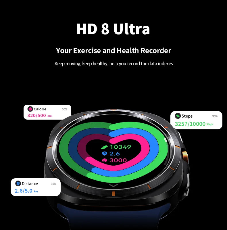 2026 New Watch8 Ultra Smart Watch Classic NFC Health Monitoring  Bluetooth Call 3ATM Waterproof HD Smartwatch For IOS Android