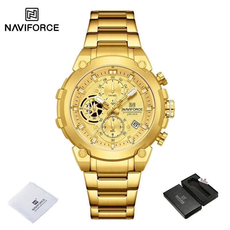NAVIFORCF Mens Military Watches Luxury Wrist Watch Quartz Clock Watch Hot Fashion Men Waterproof Chronograph Relogio Masculino