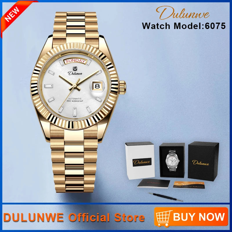 Dulunwe Datejusts Mechanical  Movement Watches For Men Automatic Mechanical Watches Calendar Waterproof Men Watch