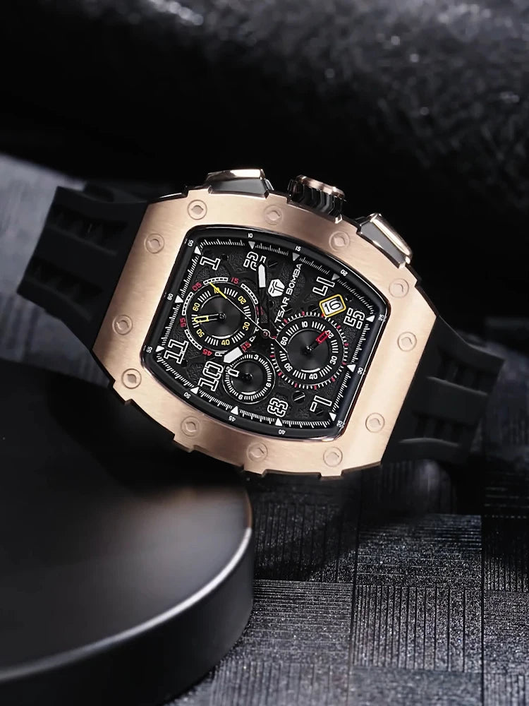 TSAR BOMBA New TB8204 Watch for Men Japan Quartz Chronograph 50M Waterproof Wristwatch Fashion Sport Clock Male Luxury Mens Gift