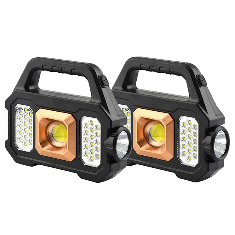 Solar Rechargeable Flashlight  Zoomable Waterproof  COB LED Torch Brightly Light Portable Powerful Lantern  for Camping