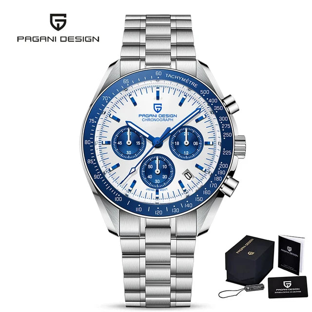 PAGANI DESIGN 2025 New Men's Watches Top Brand Luxury Quartz Watch For Men Date Speed Chronograph VK63 Stainless steel PD-1701