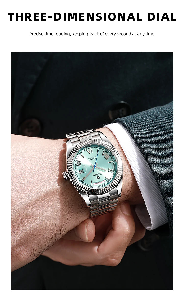Dulunwe Datejusts Mechanical  Movement Watches For Men Automatic Mechanical Watches Calendar Waterproof Men Watch