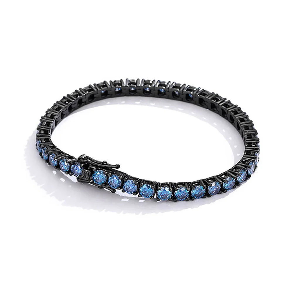 Serenity 3mm 5mm Royal Blue Moissanite Tennis Bracelet Women Man S925 Sterling Silver Bracelet Plated 18K Hand Chain Anniversary