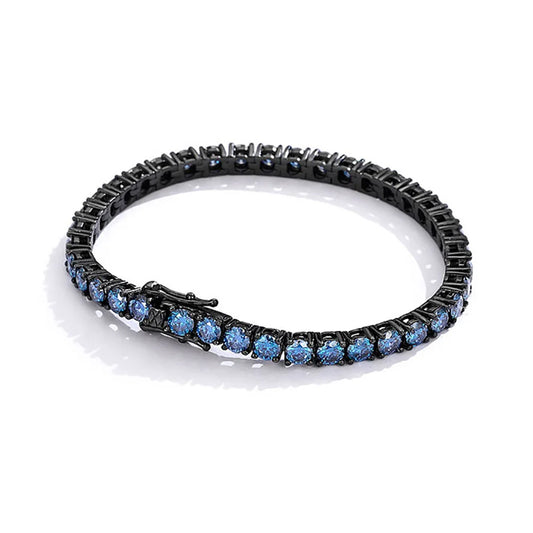 Serenity 3mm 5mm Royal Blue Moissanite Tennis Bracelet Women Man S925 Sterling Silver Bracelet Plated 18K Hand Chain Anniversary