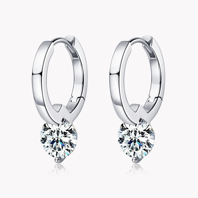 Solitaire 1ct D Moissanite Earrings for Women 2023 Diamond Sterling Silver Hoop Earrings 925 Drop Earrings Girls 14k Gold Plated