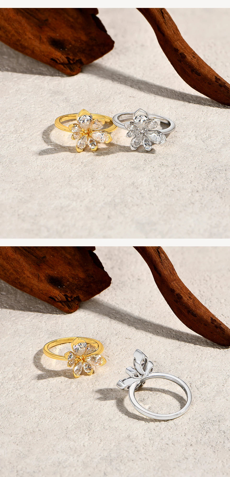 ATTAGEMS 925 Sterling Silver Luxury Women Ring Flowers DVVS1 Moissanite Pear-cut Classical Band Engagement Wedding Fine Jewelry