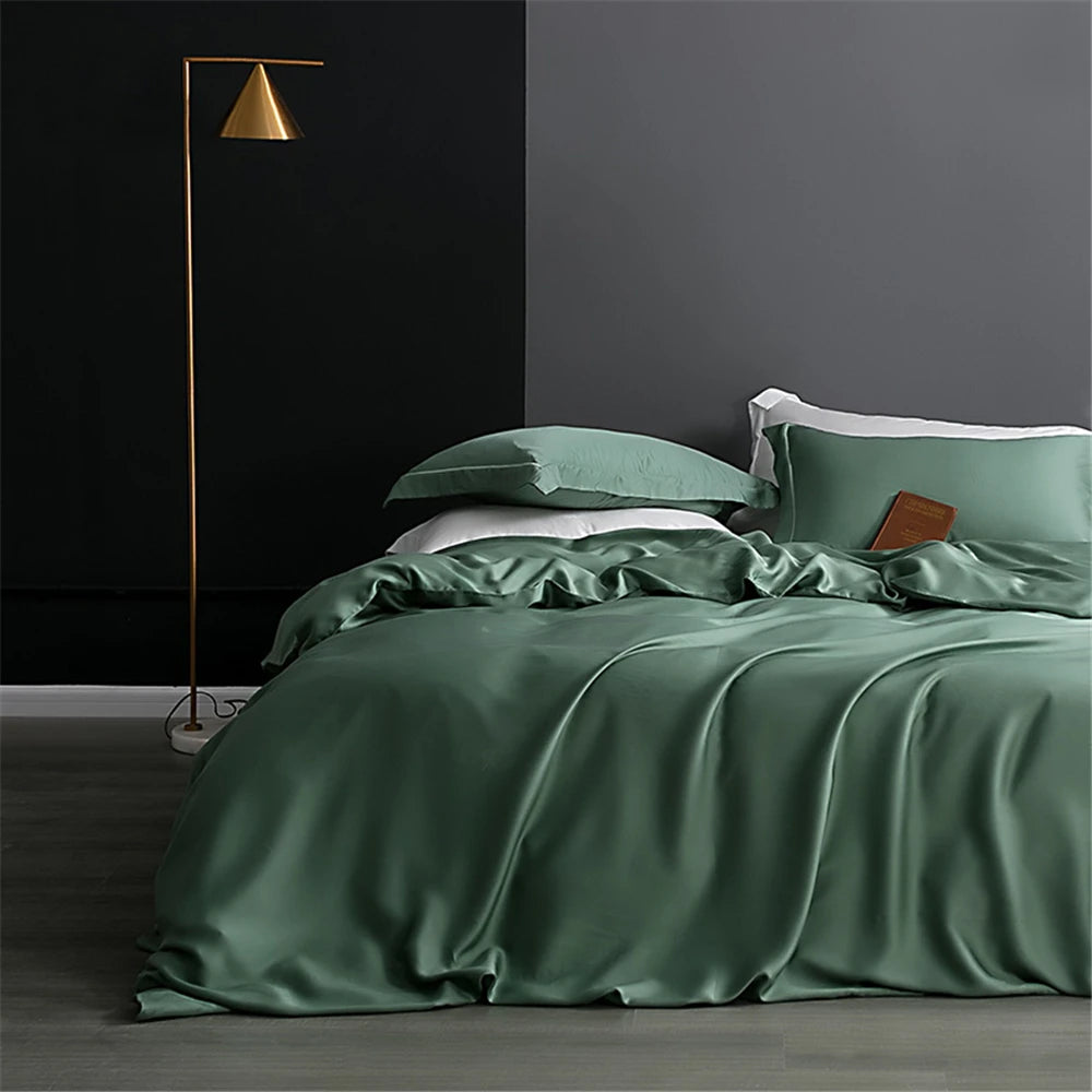 Sondeson Champagne Gold 100% Silk Bedding Set Healthy Skin Beauty Queen King Duvet Cover Set Flat Sheet Pillowcase Bed Linen Set