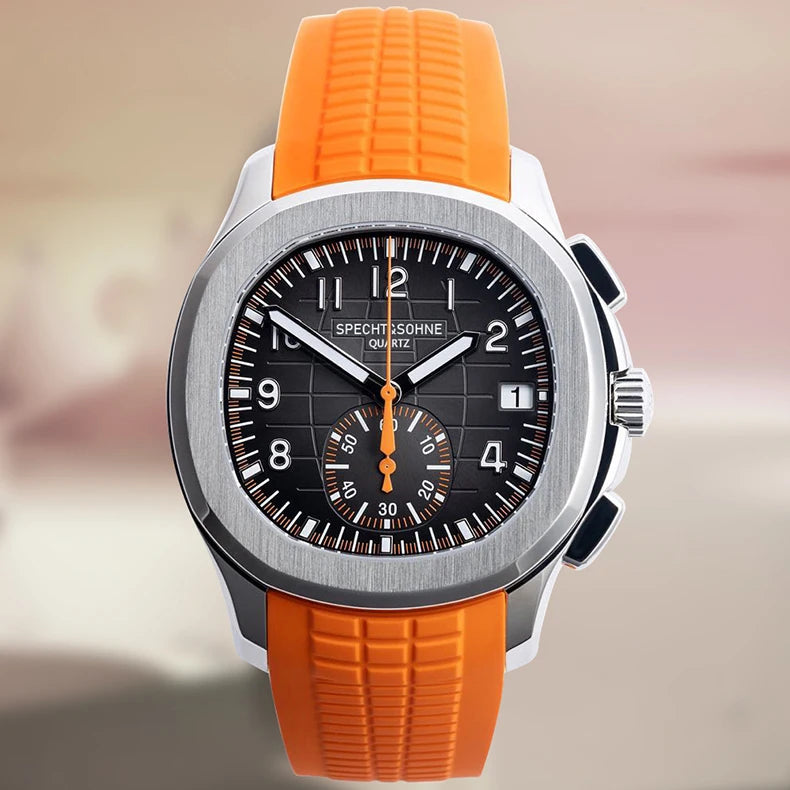 Dropshipping 2025 Best Selling Products Wristwatch For Men Japan Chronograph Quartz Watch Orange Rubber Strap Relogio Masculino