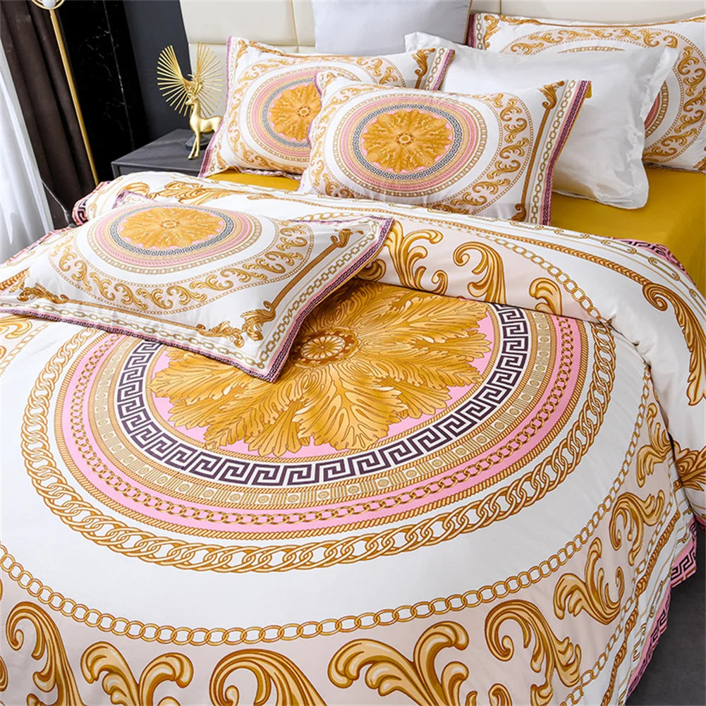 Svetanya 1200TC Golden Egyptian Cotton Bedding Set King Queen Size Sheet Duvet Cover Pillowcase  Linens （custom-made Size）