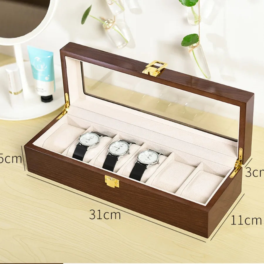 Wooden Watch Box 1/2/3/5/6/10/12 Slot Watch Gift Box Watch Storage Travel Case Organizer Men Jewellery Box Piano-bake-paint
