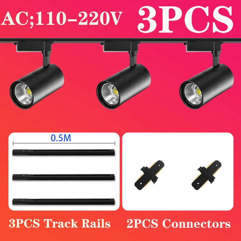 Full Set Led Track Light Fixture Rail 110-220V COB Ceiling Track Lamp 20/40W Spot Lighting For Clothing Shop Living Room Home