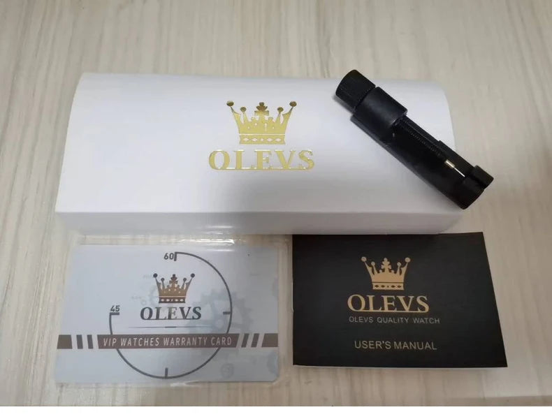 OLEVS Original Rhinestone Flower Design Watch Women's Luxury Rose Gold Watch Wine Red Automatic Mechanical Watch Birthday Gift